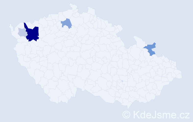 Příjmení: 'Fridel', počet výskytů 16 v celé ČR