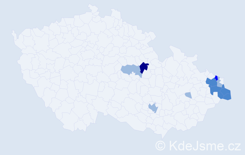 Příjmení: 'Klusek', počet výskytů 22 v celé ČR