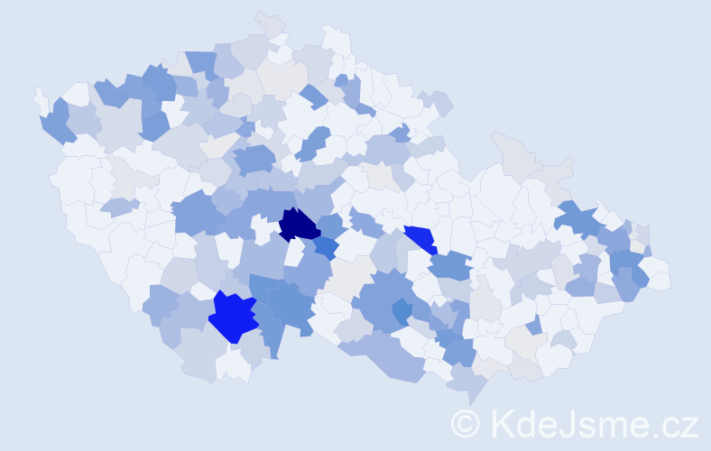 Příjmení: 'Chmel', počet výskytů 657 v celé ČR