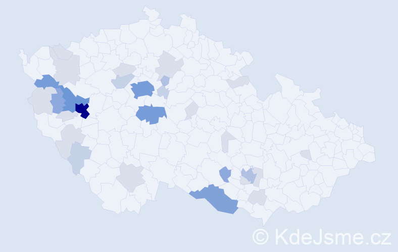 Příjmení: 'Čečil', počet výskytů 92 v celé ČR