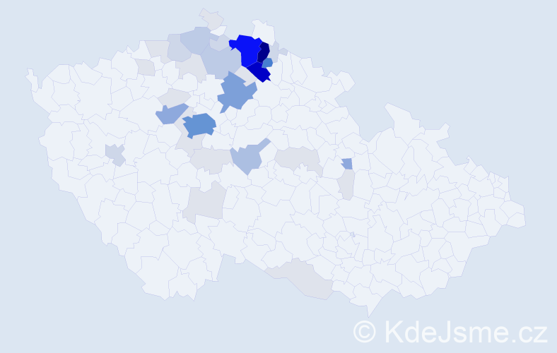 Příjmení: 'Velová', počet výskytů 151 v celé ČR