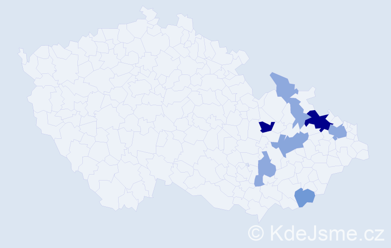 Příjmení: 'Mičker', počet výskytů 28 v celé ČR