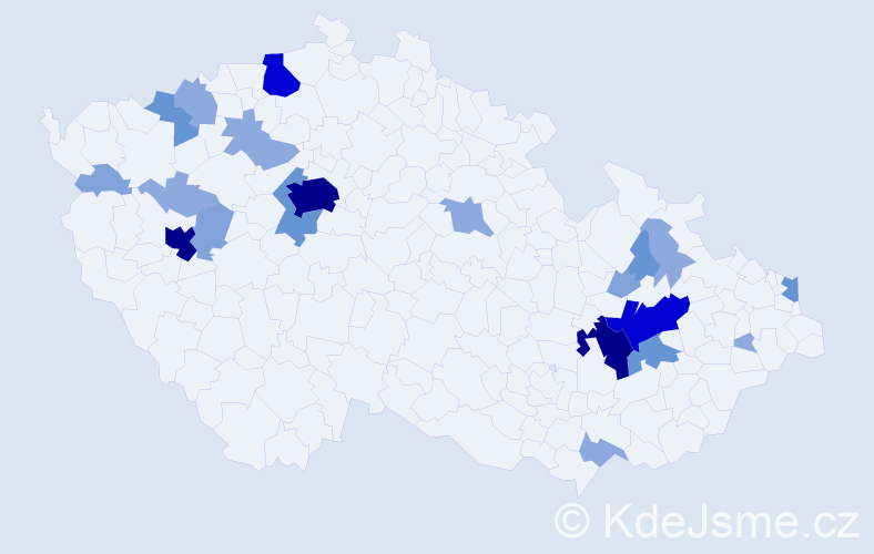 Příjmení: 'Zvoneček', počet výskytů 67 v celé ČR