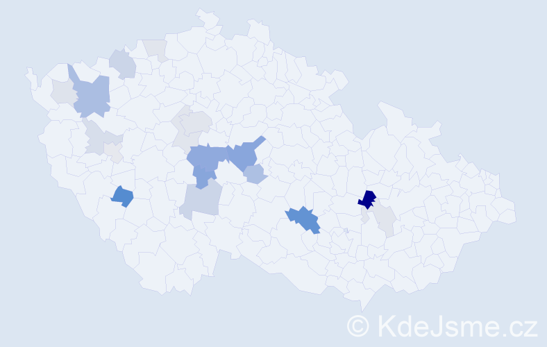 Příjmení: 'Frantlová', počet výskytů 43 v celé ČR
