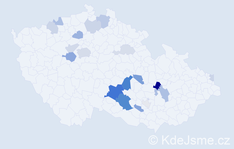 Příjmení: 'Kaut', počet výskytů 43 v celé ČR