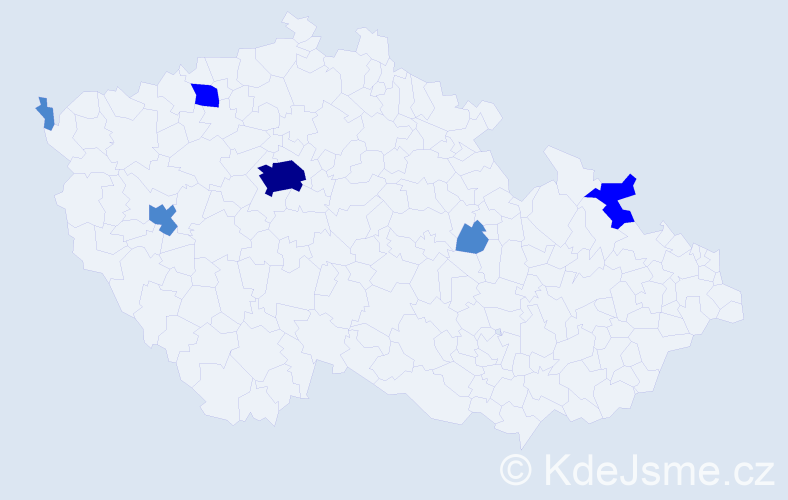 Příjmení: 'Abramovič', počet výskytů 10 v celé ČR