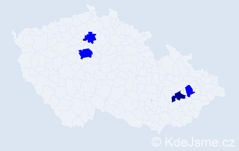 Příjmení: 'Pivarč', počet výskytů 5 v celé ČR