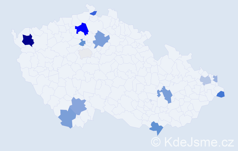 Příjmení: 'Legdanová', počet výskytů 26 v celé ČR