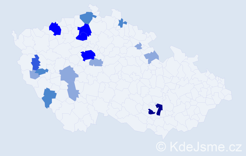 Příjmení: 'Tollar', počet výskytů 38 v celé ČR