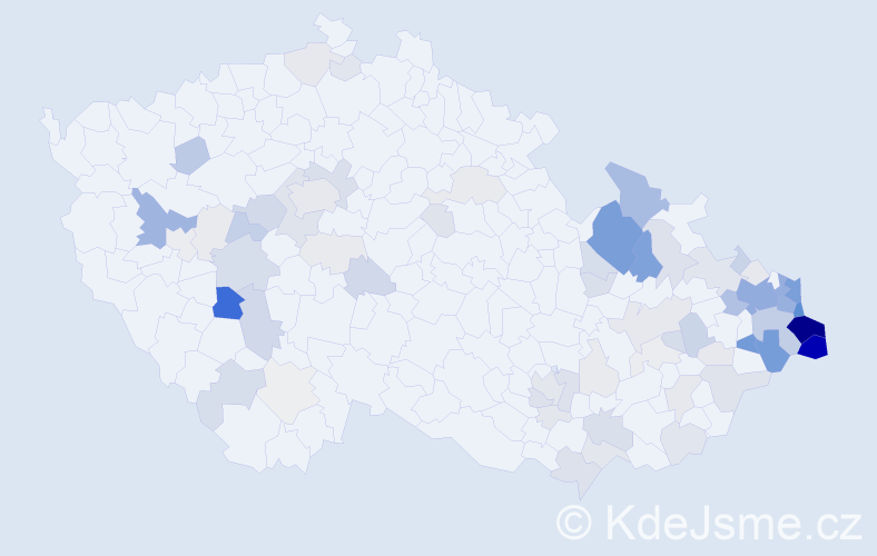 Příjmení: 'Motyková', počet výskytů 386 v celé ČR