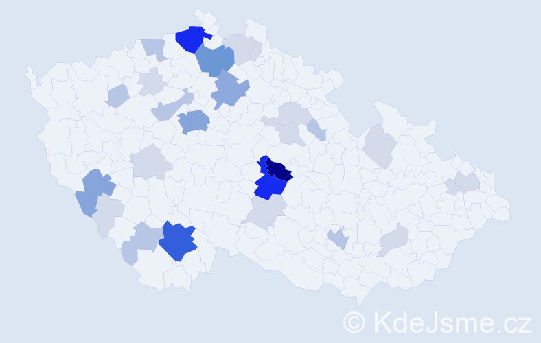 Příjmení: 'Krédl', počet výskytů 94 v celé ČR