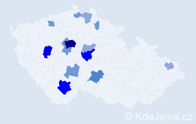 Příjmení: 'Vacka', počet výskytů 35 v celé ČR