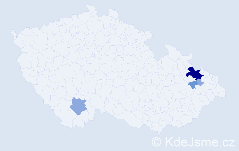 Příjmení: 'Pěla', počet výskytů 19 v celé ČR