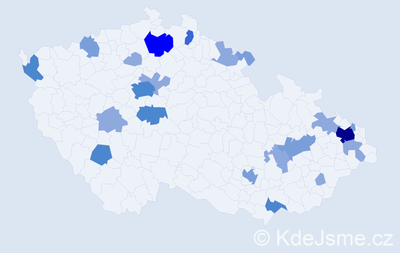 Příjmení: 'Homzová', počet výskytů 50 v celé ČR