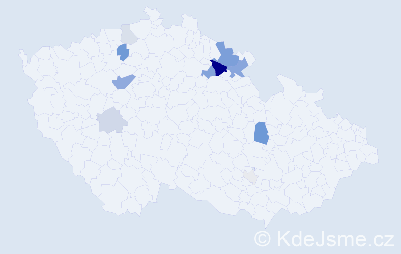 Příjmení: 'Rajsnerová', počet výskytů 25 v celé ČR
