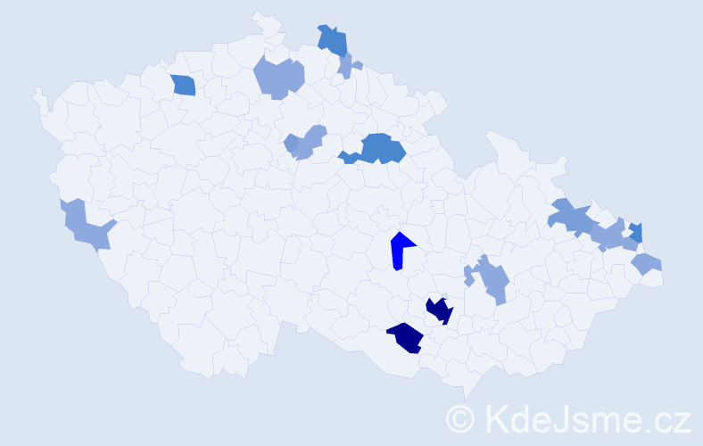 Příjmení: 'Mitráš', počet výskytů 44 v celé ČR
