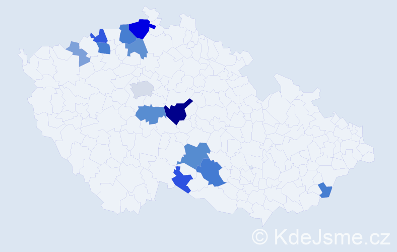 Příjmení: 'Dušovský', počet výskytů 34 v celé ČR