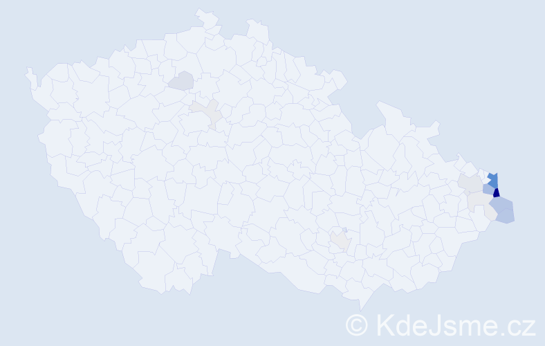 Příjmení: 'Morawiec', počet výskytů 68 v celé ČR