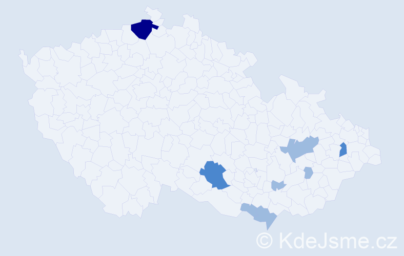 Příjmení: 'Kylerová', počet výskytů 13 v celé ČR