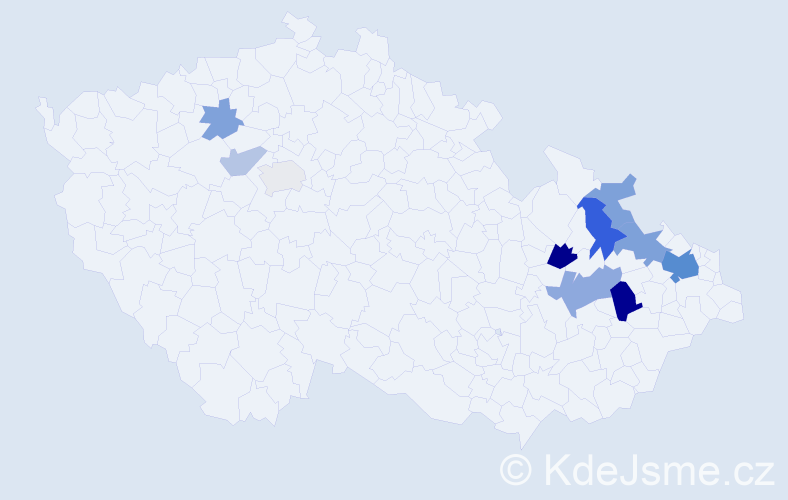 Příjmení: 'Rášo', počet výskytů 23 v celé ČR