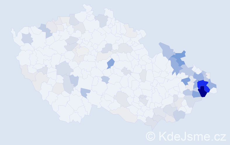 Příjmení: 'Ručka', počet výskytů 357 v celé ČR