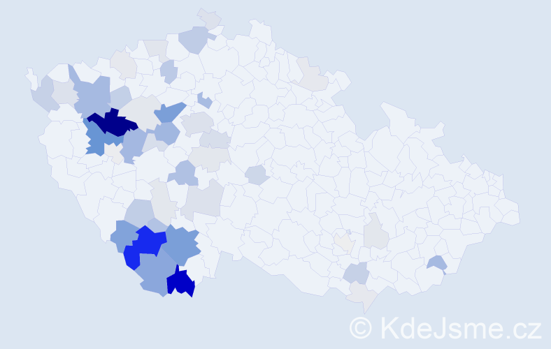 Příjmení: 'Toncar', počet výskytů 185 v celé ČR