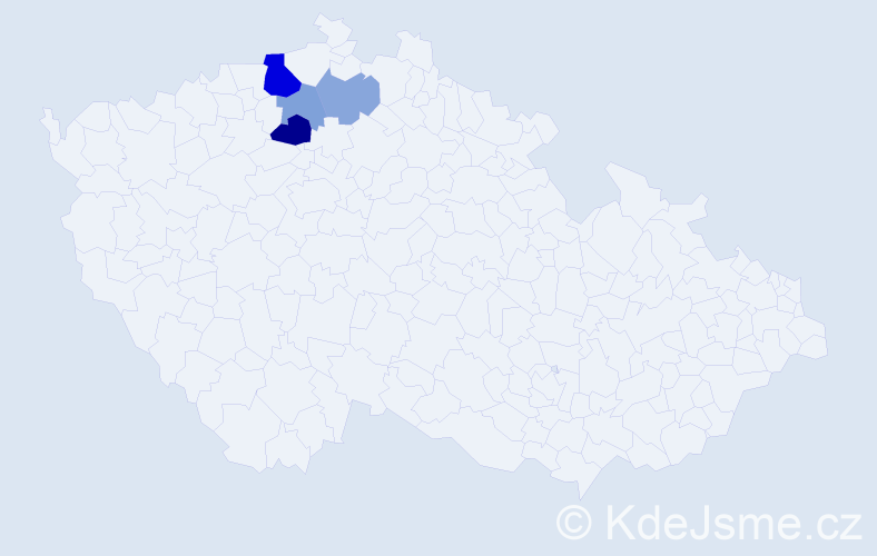 Příjmení: 'Česnohlídek', počet výskytů 9 v celé ČR