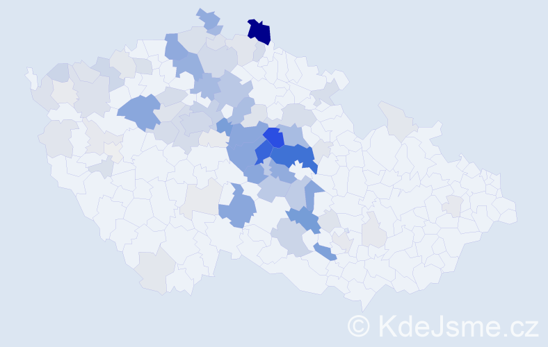 Příjmení: 'Kutílek', počet výskytů 364 v celé ČR