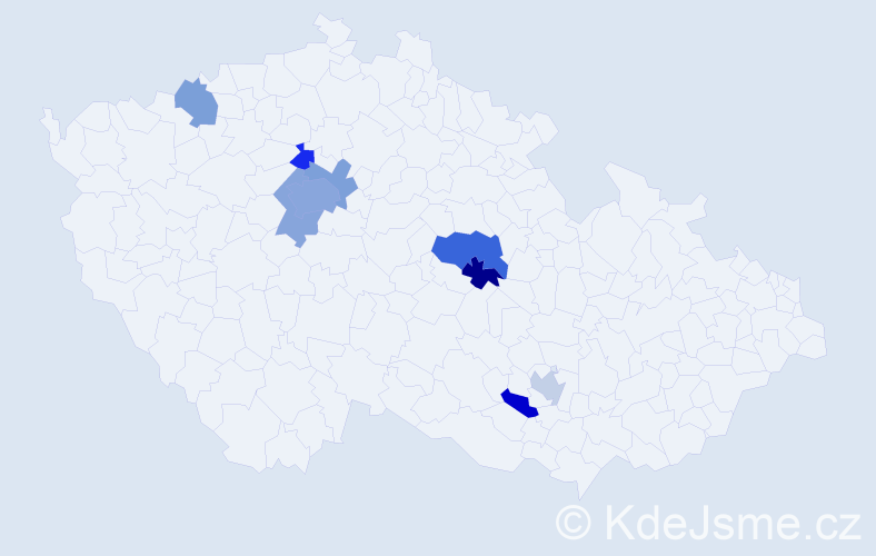 Příjmení: 'Bernardyová', počet výskytů 16 v celé ČR