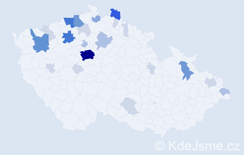 Příjmení: 'Dani', počet výskytů 75 v celé ČR