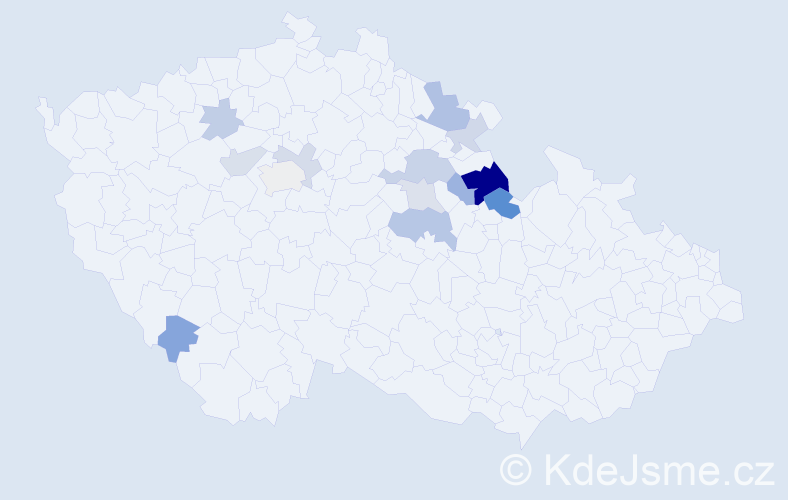 Příjmení: 'Matyk', počet výskytů 25 v celé ČR