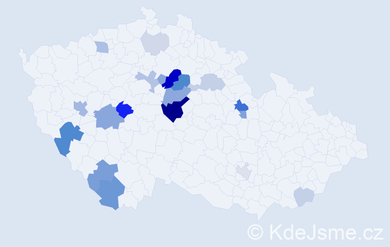 Příjmení: 'Dudla', počet výskytů 58 v celé ČR