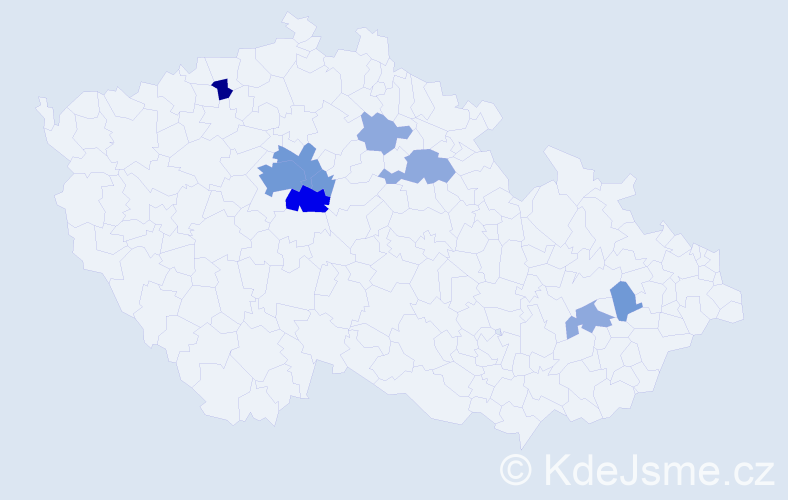 Příjmení: 'Čejkovský', počet výskytů 22 v celé ČR
