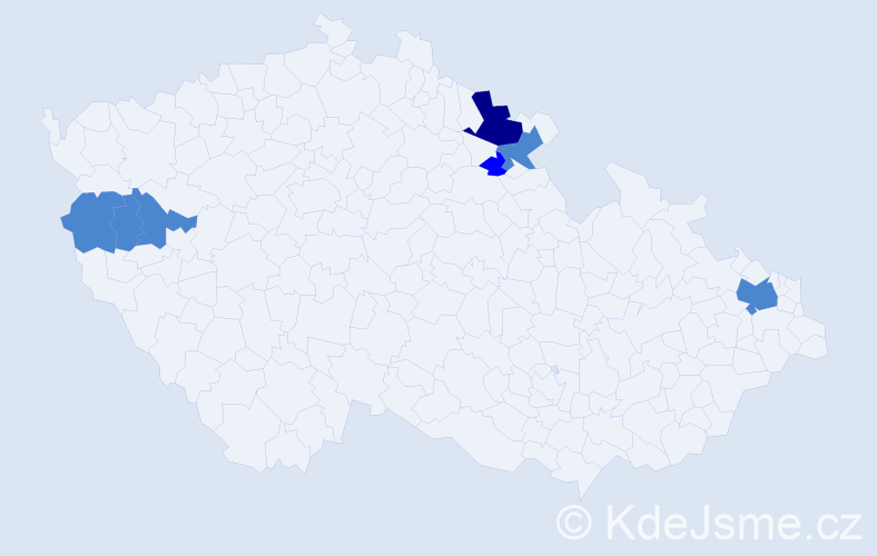 Příjmení: 'Pöllnerová', počet výskytů 10 v celé ČR