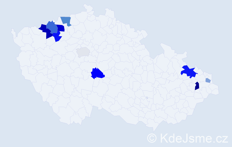Příjmení: 'Cáderová', počet výskytů 18 v celé ČR