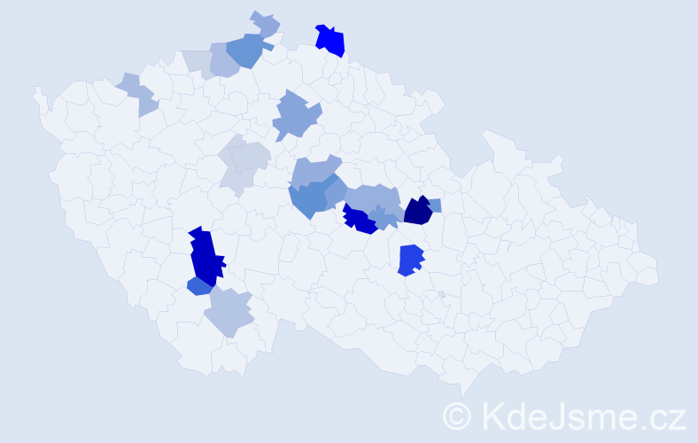Příjmení: 'Klinkáčková', počet výskytů 53 v celé ČR