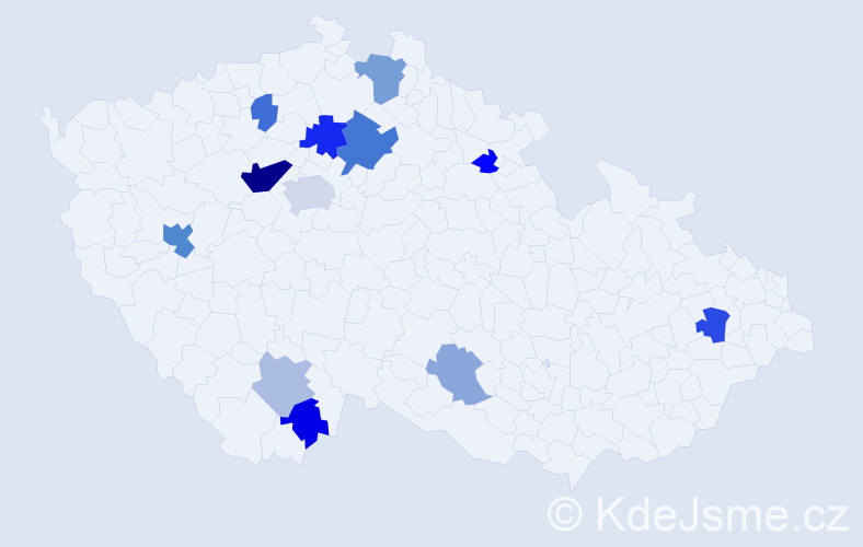 Příjmení: 'Šafár', počet výskytů 27 v celé ČR