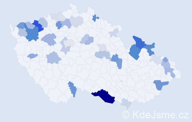 Příjmení: 'Hazuchová', počet výskytů 104 v celé ČR