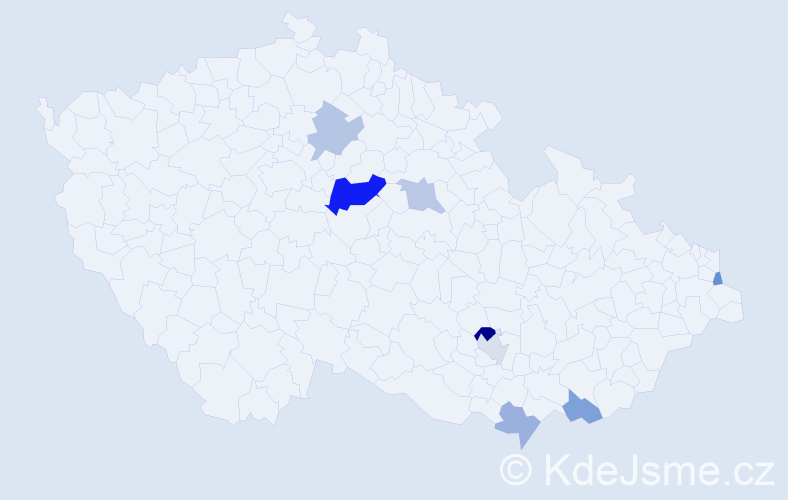 Příjmení: 'Flachbartová', počet výskytů 13 v celé ČR