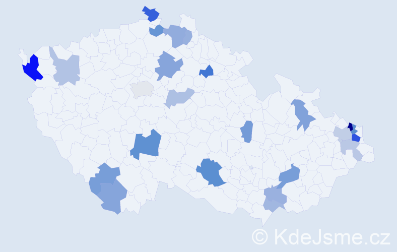 Příjmení: 'Košč', počet výskytů 44 v celé ČR