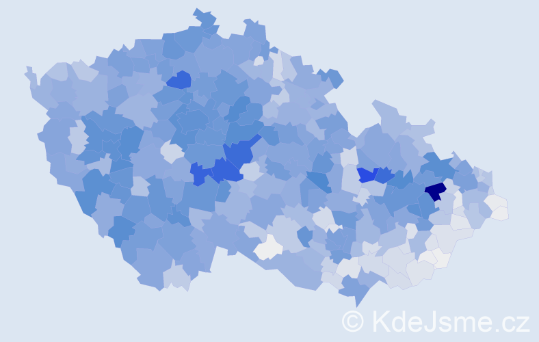 Příjmení: 'Král', počet výskytů 10011 v celé ČR