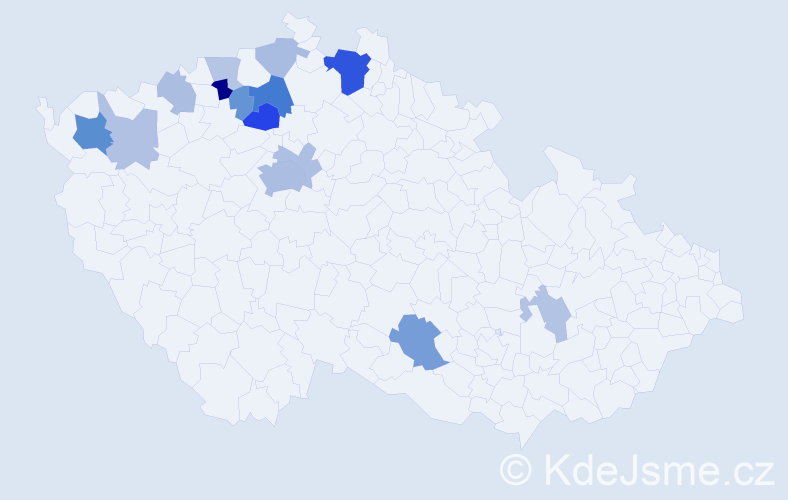 Příjmení: 'Chaberová', počet výskytů 34 v celé ČR