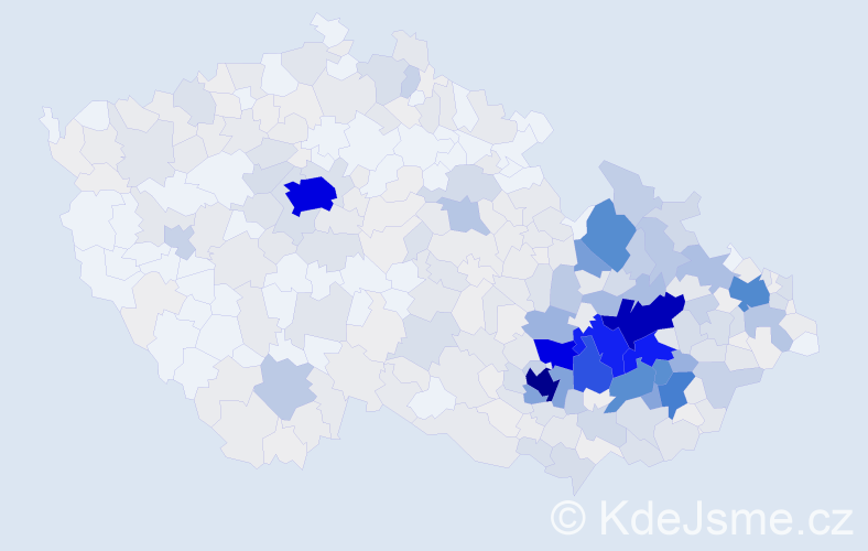 Příjmení: 'Doležel', počet výskytů 2286 v celé ČR