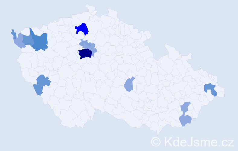 Příjmení: 'Pištej', počet výskytů 39 v celé ČR