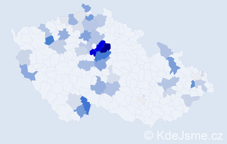 Příjmení: 'Podoláková', počet výskytů 160 v celé ČR