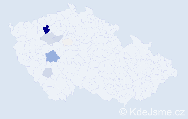 Příjmení: 'Vestfal', počet výskytů 18 v celé ČR