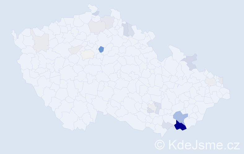 Příjmení: 'Dula', počet výskytů 61 v celé ČR