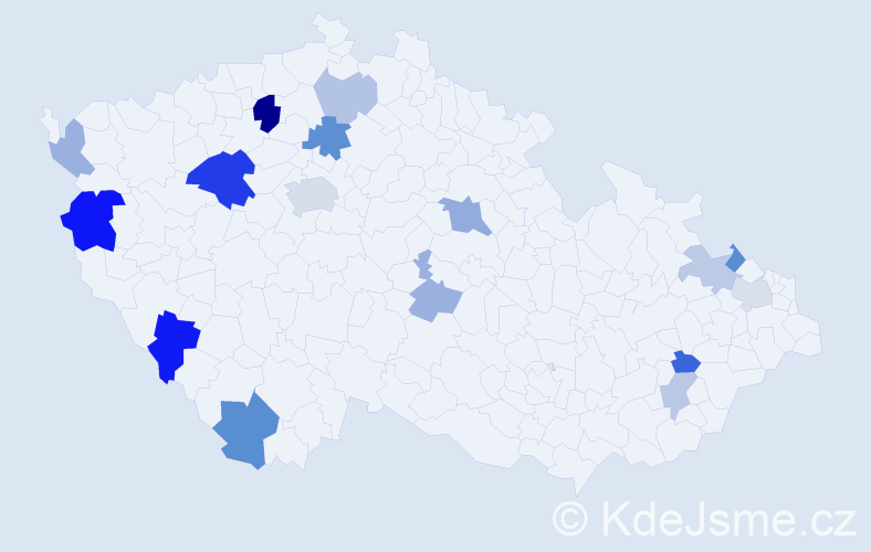 Příjmení: 'Fecková', počet výskytů 30 v celé ČR
