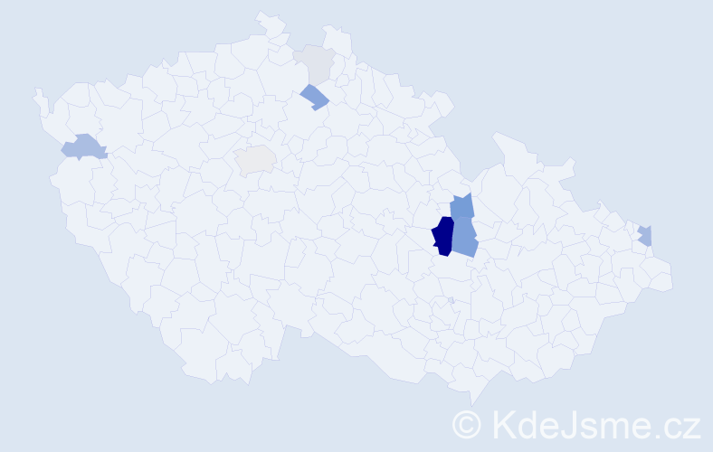 Příjmení: 'Kseňák', počet výskytů 21 v celé ČR