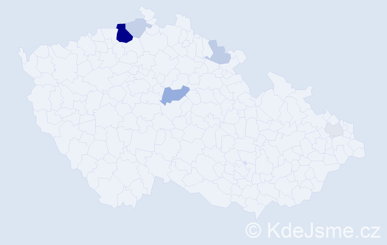 Příjmení: 'Lokšanová', počet výskytů 19 v celé ČR